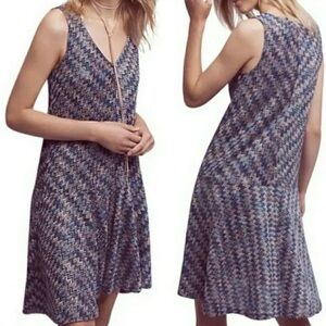 ANTHROPOLOGIE MAEVE Westeater Sleeveless Chevron Knit V-Neck Mini Dress